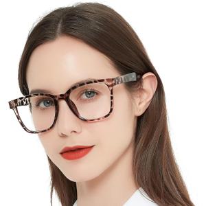 AEZUNI Oversize Square Reading Glasses for Women Oversized Trendy Large Readers 100 150 200 250 300 350 (Demi, 1.5)