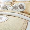5PCS Tree of Life Quilt Set 100% Cotton Embroidery Bedspread Lightweight Coverlet Set with 2 Throw Pillow Covers for King Size Bed All Season Use, King - 5PCS
