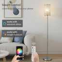 Crystal Floor Lamp with Remote Control, Smart Modern Silver Floor Lamps for Bedroom, Living Room, Crystal Standing Lamp Silver Home Dcor, LED Bulb Included