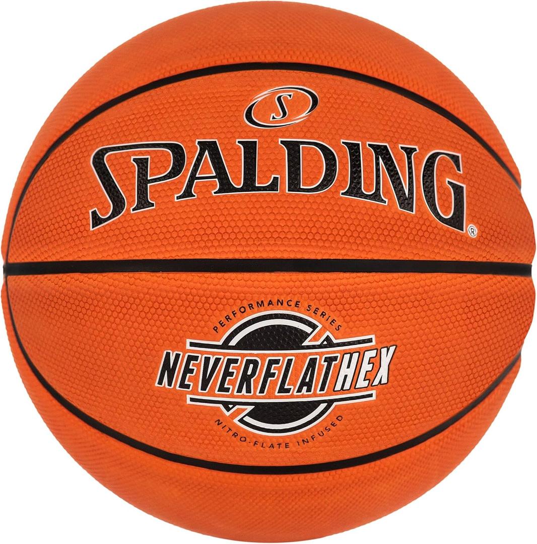Spalding Spalding SGT NeverFlat Hexagrip Indoor/Outdoor Basketball, Official Size 7, 29.5"