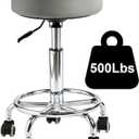 500lb heavy-duty Rolling Stool with Wheels,9.5cm thick Comfort cushion, Standard