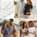 3 Pack Women's Maternity Ribbed Shirts Cotton Short Sleeve Pregnancy Tops Boat Neck Lettuce Trim Mama Clothes (XXL)