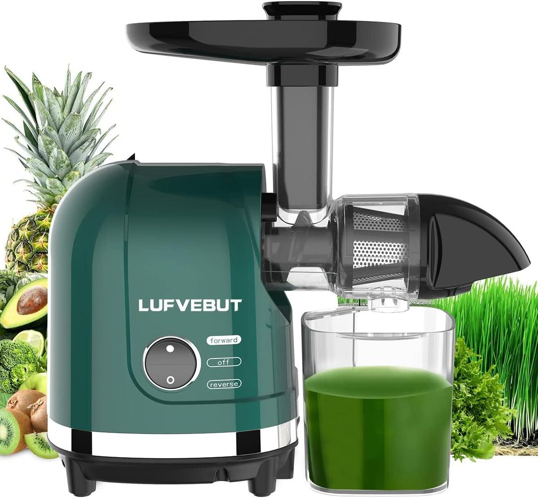 Vegetable Juicer for Celery Wheatgrass Spinach Ginger, Fruit Juicer Machines Slow Masticating Cold Press Juice Extractor Pulp Separated, Quiet Motor, Dishwasher Safe, Easy To Clean, BPA Free (Green)