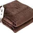 Tefici Electric Heated Blanket Throw, Super Cozy Soft 2-Layer Flannel 50" x 60" Heated Throw with 3 Heating Levels & 4 Hours Auto Off, Machine Washable, ETL&FCC Certified, Home Office Use, Brown
