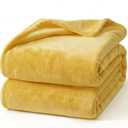 Hansleep Fleece Yellow Queen Blanket, Super Soft Flannel Fuzzy Plush Cozy Blanket for All Seasons, Yellow, Queen 90x90 Inches