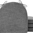 Chair Cushions for Dining Chairs with Ties and Removable Cover, Dining Kitchen Chair Pads with Non-Slip Bottom, High-Resilience Indoor Seat Cushions, 16'' x 16'' x 2'', Set of 4, Dark Grey