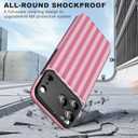 for iPhone 17 Pro Wallet Case with Card Holder, Military-Grade Drop Protection, Flip PU Leather Built, Double Magnetic Clasp and Durable Shockproof for iP17 Pro 6.3Inch Cover-Stripes (Pink)