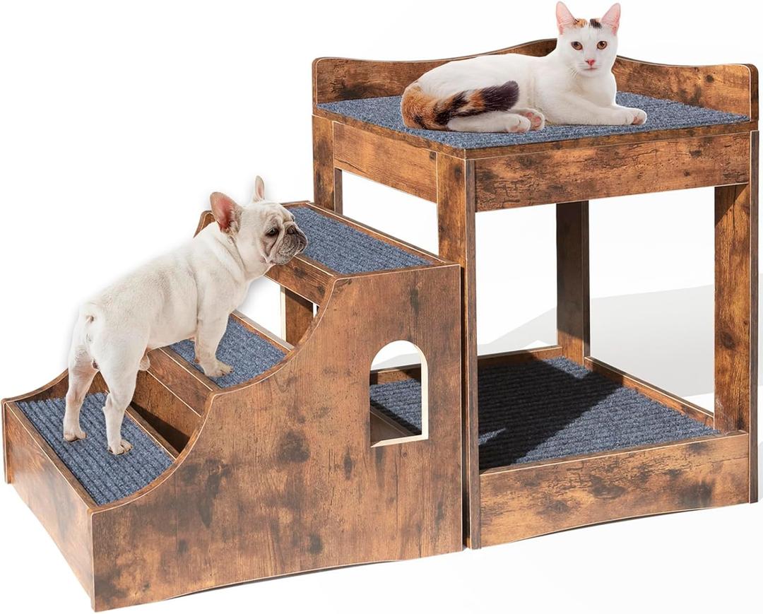 Super Large Multi-Level Pet Bunk Bed for Dog and Cat, with Stairs and Mats, Indoor Use (Large)
