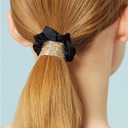 6 Pcs Metal Hair Scrunchies for Women & Girls, Silk Satin Elastic Hair Ties, Ponytail Holders for Thick & Thin Hair, Luxury Strong Hold Hair Accessories
