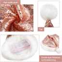 SATINIOR Adult Santa Hat Unisex Christmas Hat Santa Claus Cap Christmas Cap with Lining and Plush Brim for Xmas Women Men (adult size (12-14), Rose Gold Sequins)