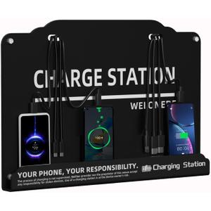 WELONEDEN Wall Mounted Cell Phone Charging Station Mobile Phone Charging Station | Fast Charging 8 Device | Compatible with iphone ipad Smartphone Tablets Port | Great for Offices Hotel Hospital Airport (Black)