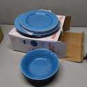 Gibson Home Mauna Melamine Plastic Dinnerware Set, Service for 4 (12pcs), Light blue