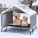 41 Outdoor Dog House for Large Breeds, Durable Large Dog Shelter with Weatherproof 1200D PVC Canopy, Outside Sun Rain Canopy Pet Houses with Elevated Dog Bed for Dogs, Small Animals, Grey