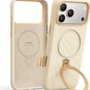 TORRAS Q3 Wind Flow for iPhone 17 Pro Case Silicone, Fit for MagSafe, Magnetic 360 Spin Stand with Camera Control, Liquid Silicone Rubber Soft Phone Case for iPhone 17 Pro 6.3'', Cream Sand