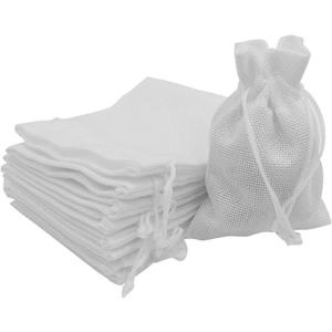 50Pcs Burlap Bags with Drawstring, 3.9 x 5.5 inch White Linen Gift Bags Jewelry Pouches Sacks for Christmas, Wedding Favors, Party, DIY Craft