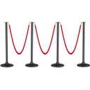 RoadHero Plastic Stanchion Post, Red Carpet Ropes and Poles with Weighted Base, Velvet Rope Barrier for Crowd Control, Party and Movie Theater, 4 PCS (34.8 Inch)