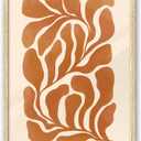 iHery Natural OAK Wood Abstract Burnt Orange Botanical Framed Wall Art, 12x16 in Flower Canvas Wall Art Modern Mid Century Botanical Wall Decor, Earth Tones Set of 1 For Bedroom Living Room