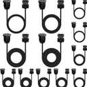 Yunsailing 12 Pack 2 Prong Extension Cords 3ft 6ft 9ft 12ft Assorted Lengths for Christmas Lights Indoor Outdoor 20AWG Polarized Power Extension Cable for Holiday String Lights Decorations(Black)