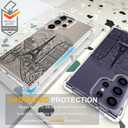 ENDIY Compatible with Samsung Galaxy S24 Ultra Cases with Design, Cute Transparent Designer Phone Case for Women Girls Girly with Heavy Duty Protective Bumper (Clear Paris City Eiffel Tower)