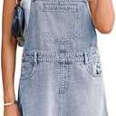 Glamaker Womens Denim Overalls Dress - Casual Summer Loose Romper Sleeveless Adjustable Straps Jumper Jean Mini Dresses 2025, S