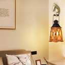 Antique Wood Electric Lantern Lights Table Lamp, Vintage Farmhouse Nautical Decorative, Bedside Night Lights Desk Lamp for Bedroom Living Room, Hanging Light Fixture for Indoor and Outdoor