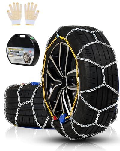 Auto Tightening Snow Chains Tire Chains For Cars Suv Pickup Trucks - Auto Tightening 1 Min Quick Fit AND Easy Installation, Reusable Universal Emergency Traction Snow Chains - Set of 2（HKN160）