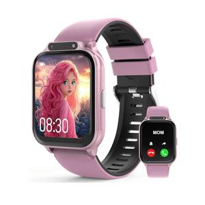 Smart Watch for Kids 1.85" with Fitness Tracker, Sleep Monitor, 22/100+ Sport Modes, DIY Dial, IP68 Waterproof, Step Counter, Heart Rate, Camera, with/Without APP, Gift for 3-12 Years Old Girls, Color: Purplish Pink