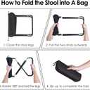 Portable Stool, Camping Stool 12inch Portable Folding Stool Small Folding Chair, Telescopic Compact Foldable Stool for Camping, Hiking, Outdoor Concert(3Pcs 60ML Travel Bottles Gift)