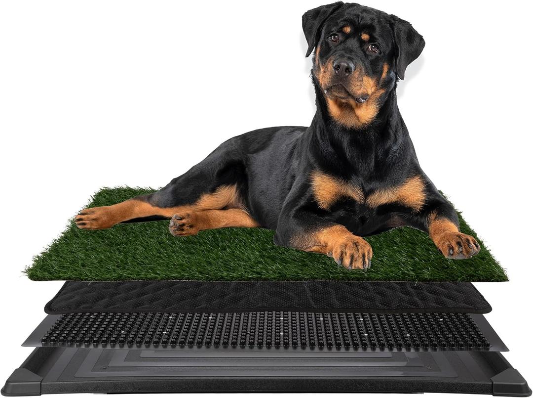 Artificial Grass Puppy Pee Pad for Dogs and Small Pets - 41X27 Inch, Reusable 4-Layer Turf Pads for Dogs with Tray - Indoor and Outdoor Fake Grass Potty Pet Supplies by PETMAKER