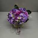 Fule Artificial Silk Rose Flower Centerpiece Arrangement in Glass Vase with LED Light for Home Wedding Decoration (Light Purple)