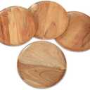 DEVLA Natural Acacia Wooden Charger Plates For Dinner (10x10 inch) Small Round Wood Charger Plates Set of 4 For Kitchen Use, Table Centerpieces | weddings, Parties, Anniversaries, Festival Gifts