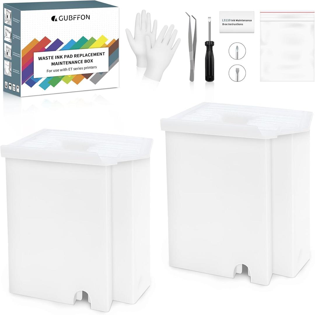 Waste Ink Pad Replacement for Eco Tank Printer ET2800 ET2803 ET2400 ET4800 ET4700 ET2720 ET2820 ET2710 ET2712 L3110 Printer Replacement, Contact get 2 Reset Keys and Software, 2 Packs