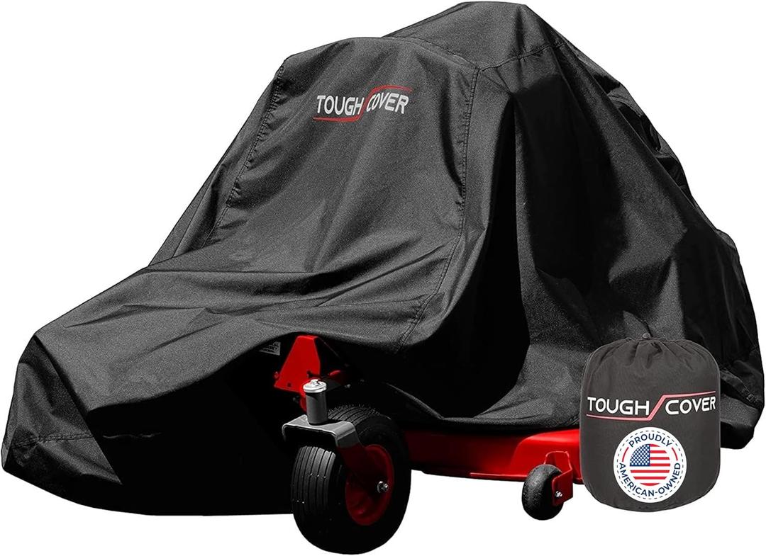 Tough Cover Zero Turn Mower Cover - 600D Fabric, Black - Waterproof UV Defense & Wind Resistance for Outdoor Use - Heavy-Duty Waterproof Cover for Tractor - Drawstring Strap for Zero Turn Lawn Mower