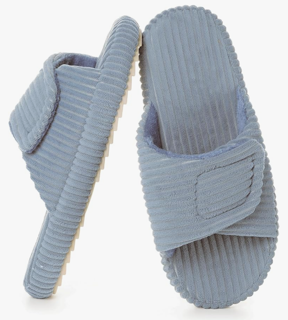 Dokela Women's Orthopedic Slippers with Arch Support Comfy Adjustable Memory Foam Open Toe House Slippers Bedroom Shoes for Plantar Fasciitis Indoor Outdoor Size 36/37