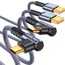 MRGLAS USB C Cable 3.2A,[2-Pack,3.3FT+10FT] Type C Charger Fast Charging Right Angle [Gold-Plated] USB to USB C Cable Durable Nylon Braided USB A to C Cord for iPhone 17 16 15 Samsung S24 S23 S22 Note (Grey)