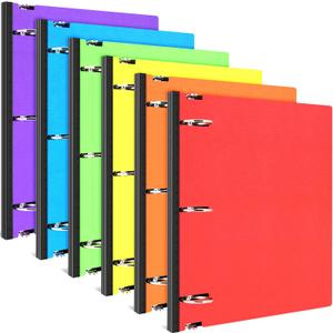 INFUN 1.5 Inch Telescoping 3 Ring Binder, 6 Pack Portable Plastic Binder with Telescoping Spine, Holds 8.5" x 11" Paper, Assorted ColorsPerfect for School, Office & Home