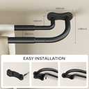 Double Curtain Rod 34-92 Inch, Black Wrap Around Blackout Dual Curtain Rods for Windows, Adjustable Heavy Duty Curved Spliced Room Darkening Double Rods, All Metal, Aluminium Bracket