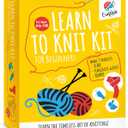 CraftLab Knitting Kit - Beginner Knitting Supplies with Wool Yarn, Needles, Instructions, DIY Gift