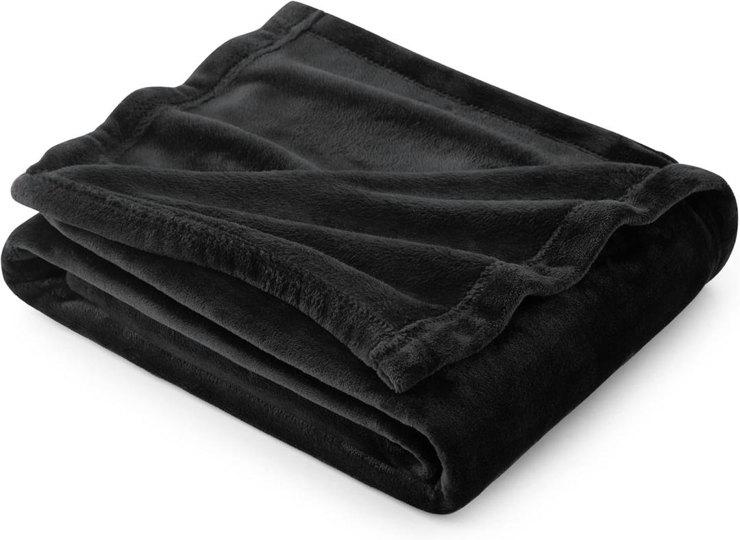 Bedsure Fleece Throw Blanket for Couch Black - Lightweight Plush Fuzzy Cozy Soft Blankets and Throws for Sofa, 50x60 inches (Throw (50" x 60"), Black)
