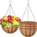 LCHUANG Hanging Baskets Planter for Plants - 4 Pack 14 Inch Metal Baskets with Coco Coir Liner, Hanging Flower Pots for Outside with Chain, Indoor Outdoor Garden Porch Decoration (14'' Pack of 4)