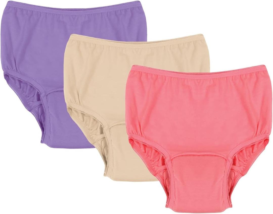SUPPORT PLUS Womens Incontinence Underwear Washable Reusable 20 oz. Color 3 Pack - Medium