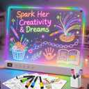 Led Drawing Board with 13 Light Effects, 16" Rechargeable Glow Doodle LED Note Board with Colors, Neon Light Up Drawing Tablet Gifts for Kids for Valentines Birthday Christmas Gift Ideas
