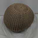 REDEARTH Round Pouf Ottoman - Cable Knitted Boho Poof - Home Dcor Cord Pouffe Handmade Circular Footrest for Living Room - Bedroom - Kids Bedroom - 100% Cotton Pouf (18" x 18" x 14") - Ivory (Natural)