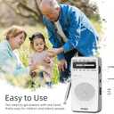 PRUNUS J-166 Portable Radio AM FM, Battery Operated Radio with Tuning Light, Back Clip, Excellent Reception, AM FM Radios Portable, Transistor Radios