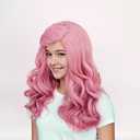 Long Pink Wavy Heat Resistant Cosplay Wig