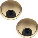 Desk Grommet for Wire Organizer,PC Computer Desk Plastic Grommet Cord, Tidy Cable Hole Cover Organizers,2 Pack (53mm, Gold)
