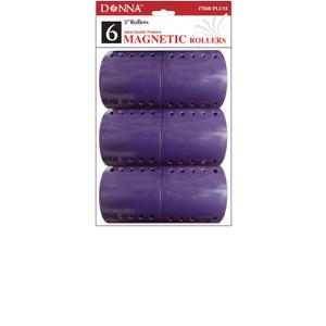 Donna 3" Magnetic Hair Rollers, Ideal for Styling with Pins, Picks, or Clips, Easy to Clean and Maintain, Easy to Use and Reusable Hair Styling (PLUM, 1 Count (Pack of 6))