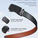 Zitahli Belt Men, Ratchet Belt Dress with 1 3/8" Premium Leather,Slide Belt with Easier Adjustable Automatic Buckle (Black)
