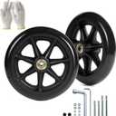 6 Inch Wheelchair Wheels (1 Pair) - Replacement Wheels with Narrow Wear-Resistant PU Tires for Wheelchairs, Walkers, Rollators Essential Wheelchair and Walker Accessories
