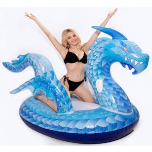 Giant Inflatable Dragon Pool Float, Cool ice Dragon raft 9 Feet Long with Faster Valve, Pool Float Floatie Ride On Summer Beach Pool Party Lounge for Kids and Adults (Dragon Float)